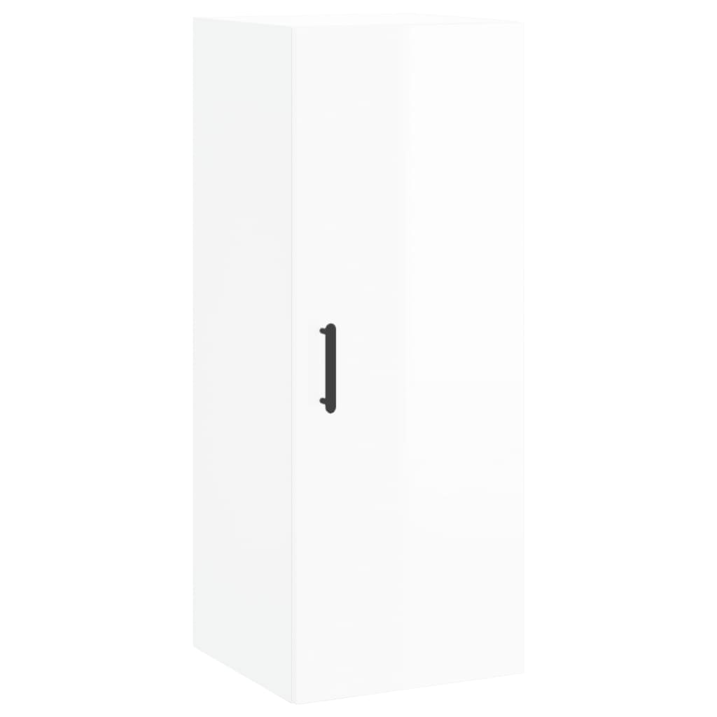 Tall cabinet, high-gloss white, 34.5x34x180 cm, engineered wood