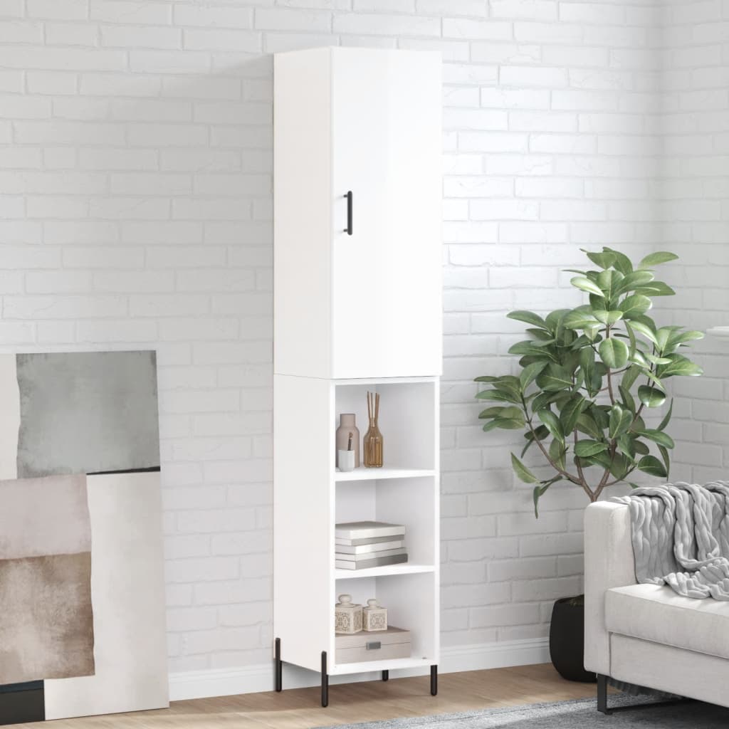 Tall cabinet, high-gloss white, 34.5x34x180 cm, engineered wood