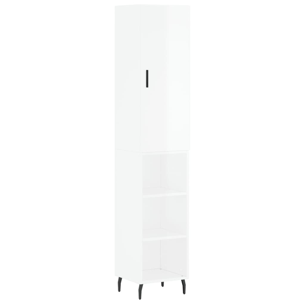 Tall cabinet, high-gloss white, 34.5x34x180 cm, engineered wood