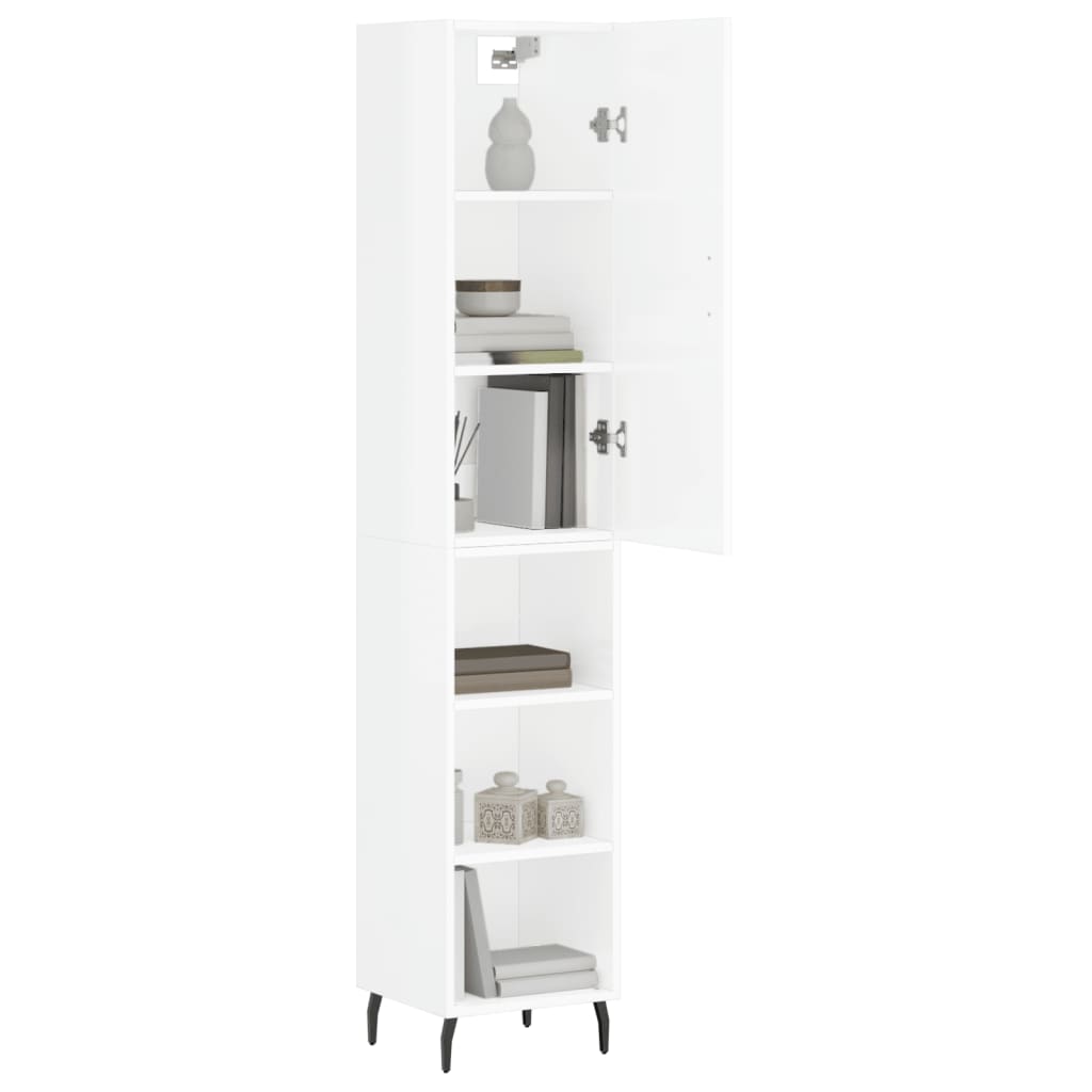 Tall cabinet, high-gloss white, 34.5x34x180 cm, engineered wood