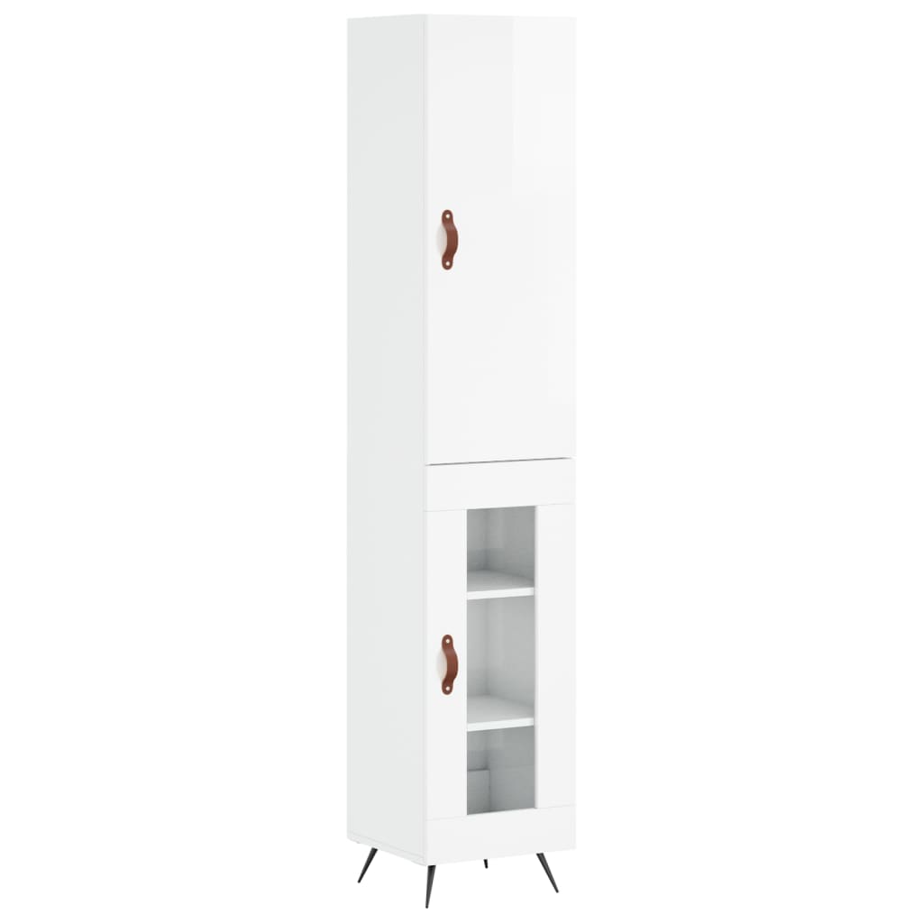 Tall cabinet, high-gloss white, 34.5x34x180 cm, engineered wood