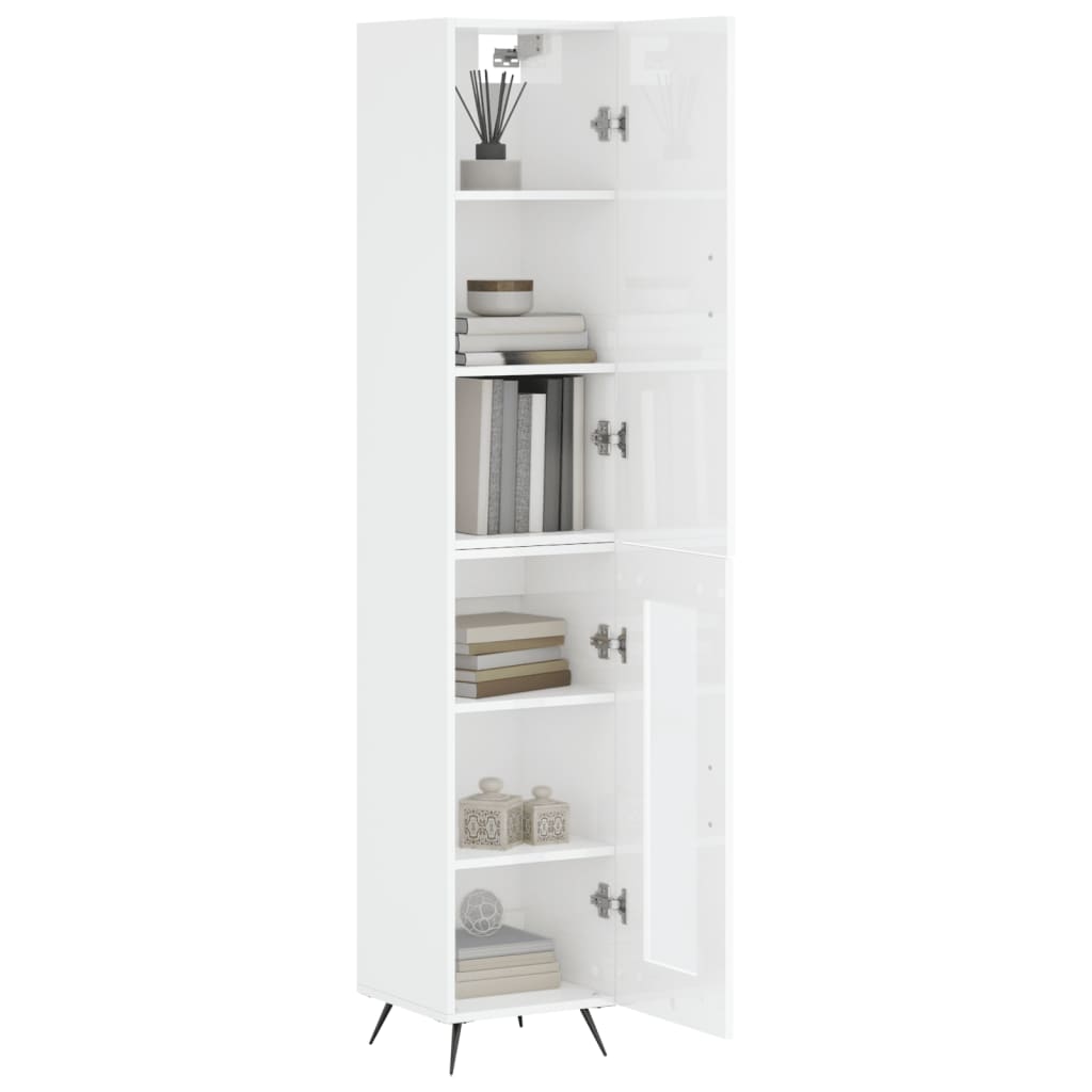 Tall cabinet, high-gloss white, 34.5x34x180 cm, engineered wood