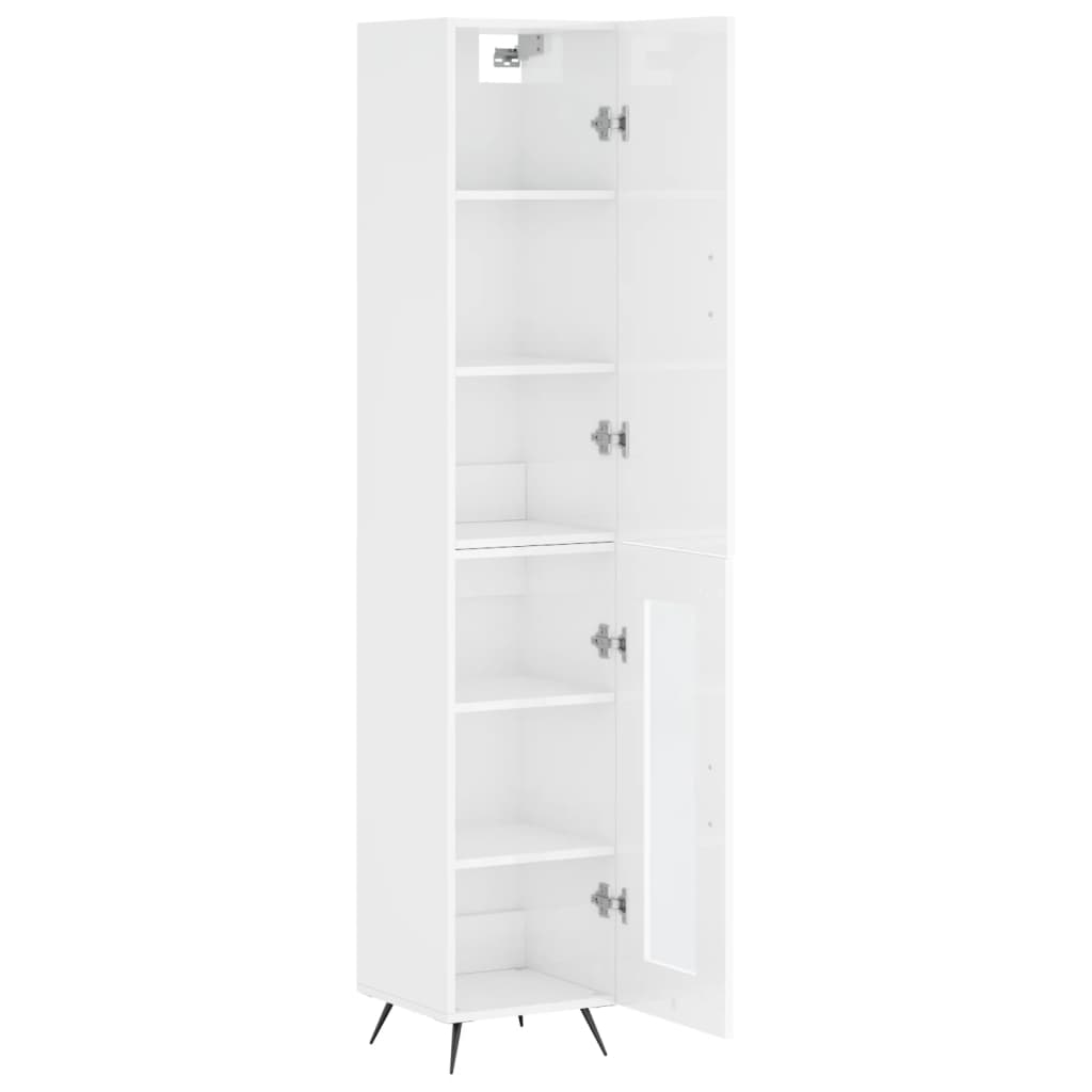 Tall cabinet, high-gloss white, 34.5x34x180 cm, engineered wood