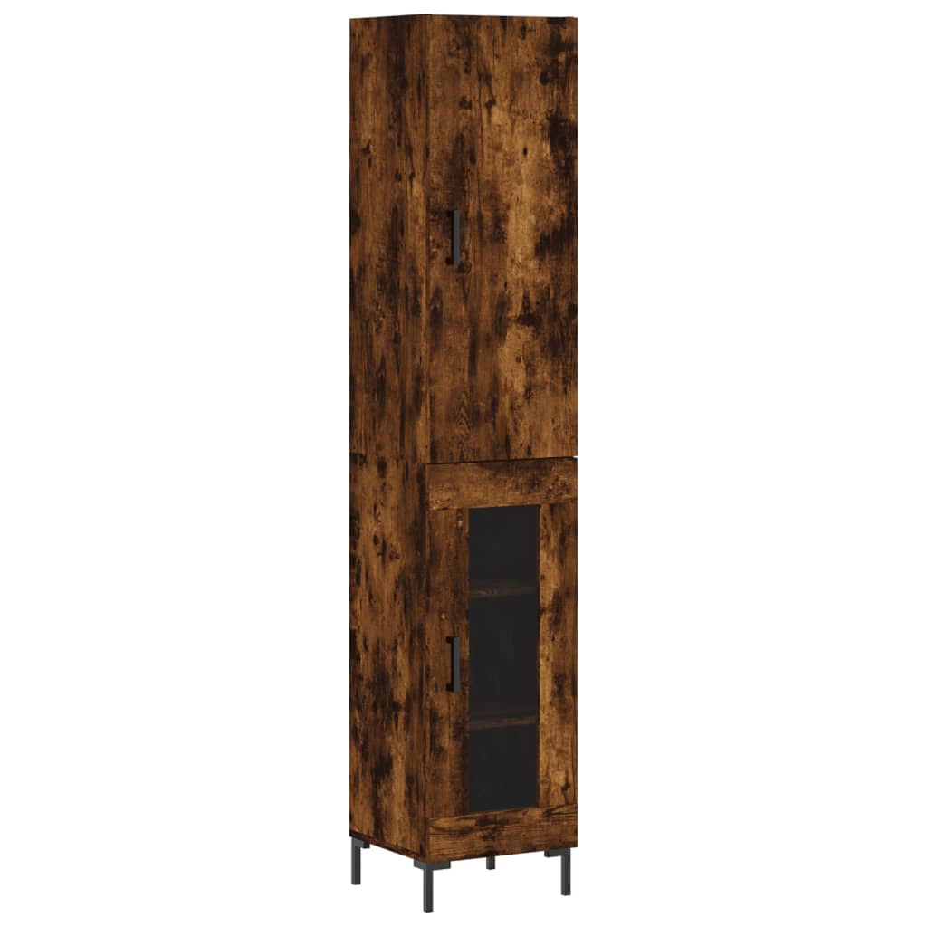 Tall cabinet, smoky oak, 34.5x34x180 cm, processed wood