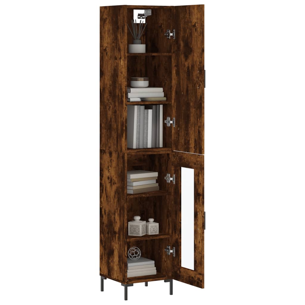 Tall cabinet, smoky oak, 34.5x34x180 cm, processed wood