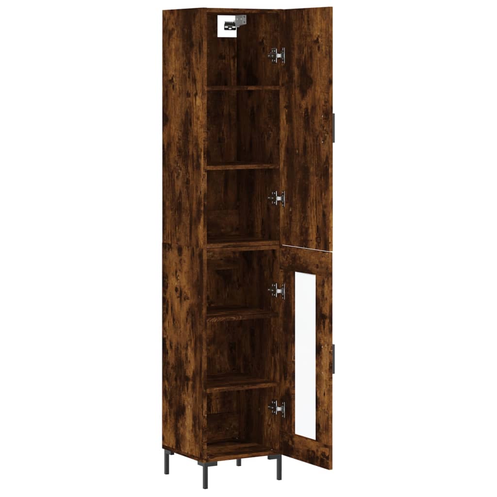 Tall cabinet, smoky oak, 34.5x34x180 cm, processed wood