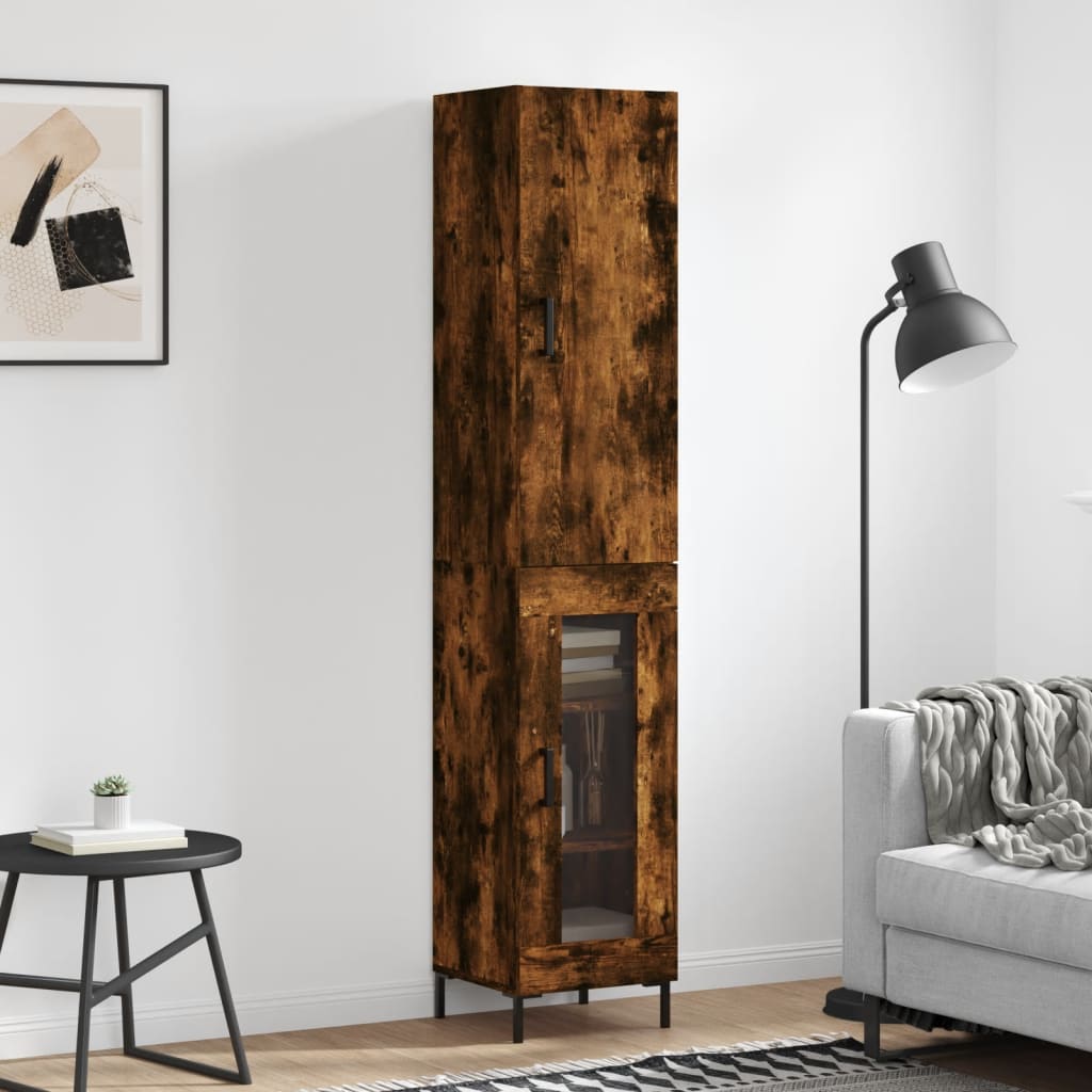 Tall cabinet, smoky oak, 34.5x34x180 cm, processed wood