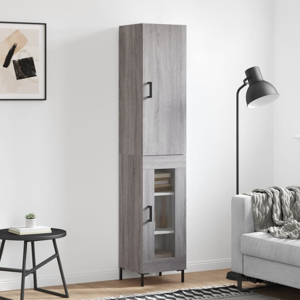 Tall cabinet, sonoma grey, 34.5x34x180 cm, engineered wood