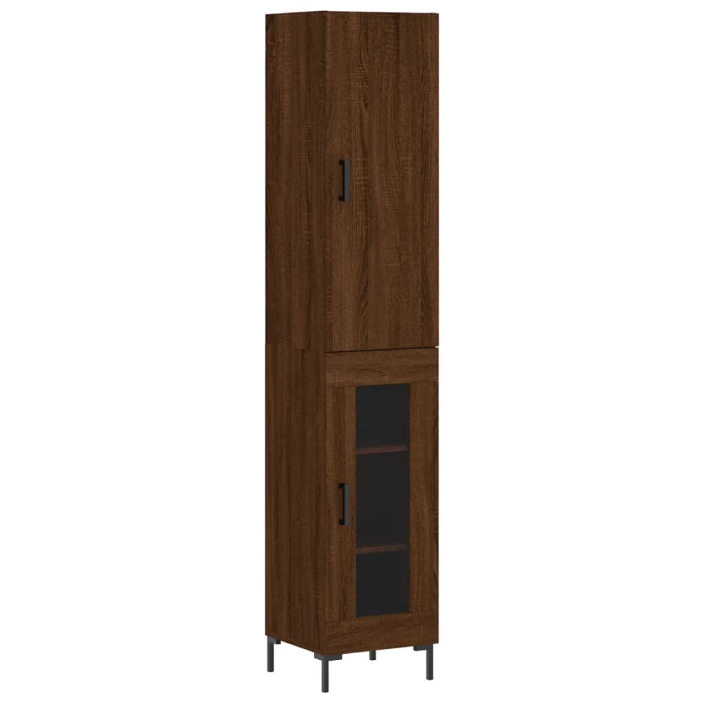 Tall cabinet, brown oak, 34.5x34x180 cm, processed wood