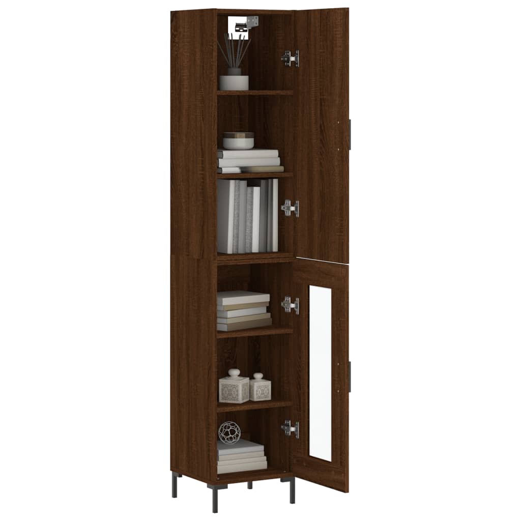 Tall cabinet, brown oak, 34.5x34x180 cm, processed wood