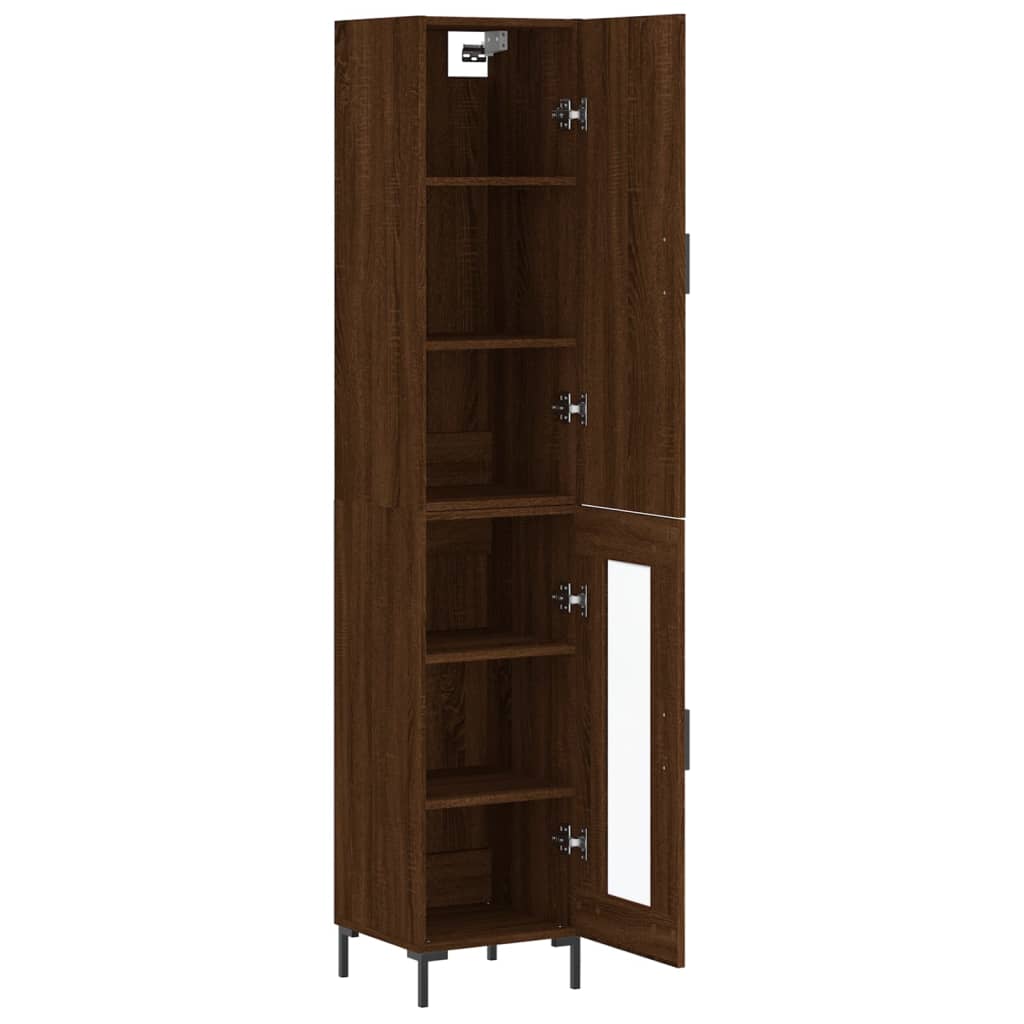 Tall cabinet, brown oak, 34.5x34x180 cm, processed wood