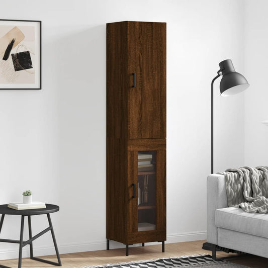 Tall cabinet, brown oak, 34.5x34x180 cm, processed wood