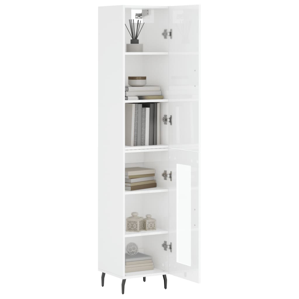 Tall cabinet, high-gloss white, 34.5x34x180 cm, engineered wood