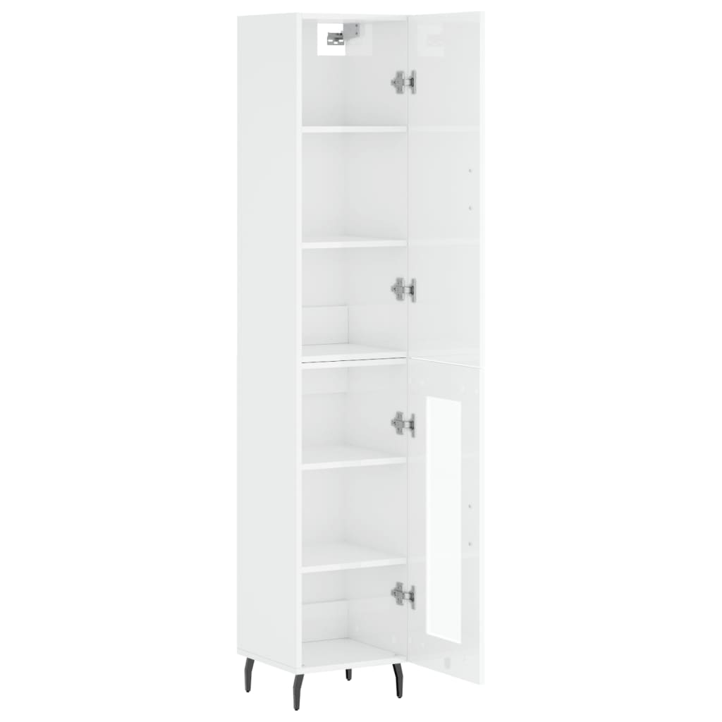 Tall cabinet, high-gloss white, 34.5x34x180 cm, engineered wood