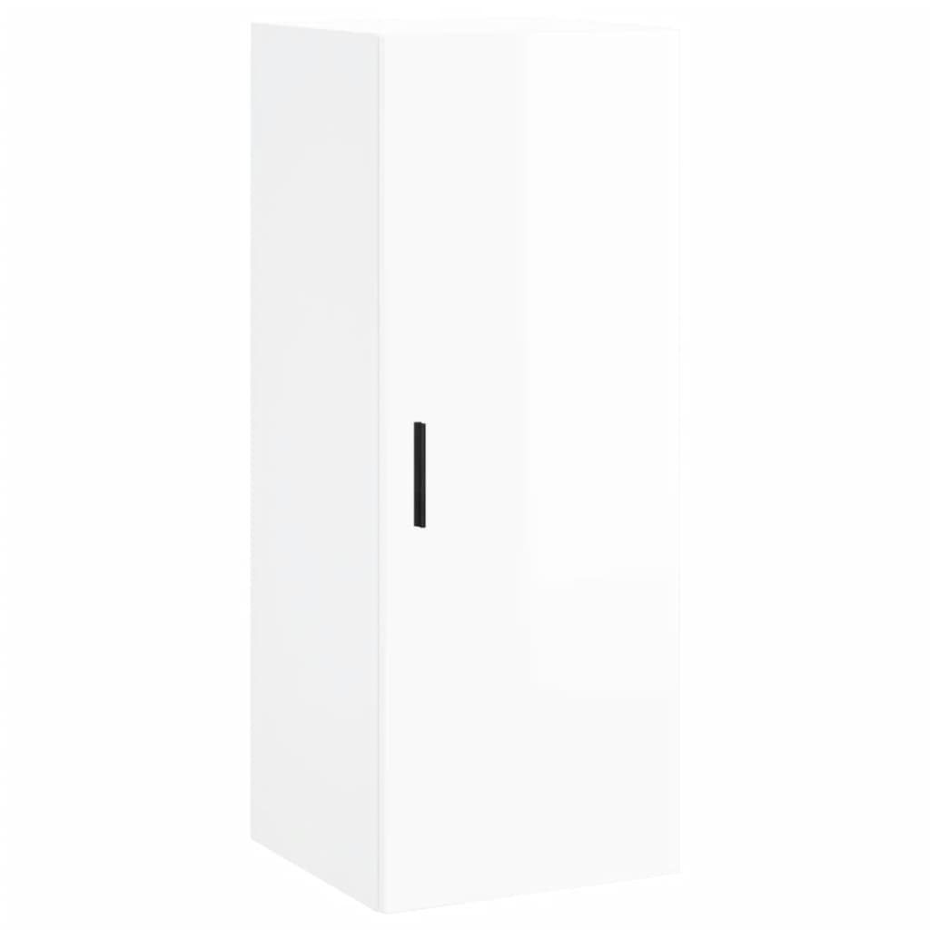 Tall cabinet, high-gloss white, 34.5x34x180 cm, engineered wood