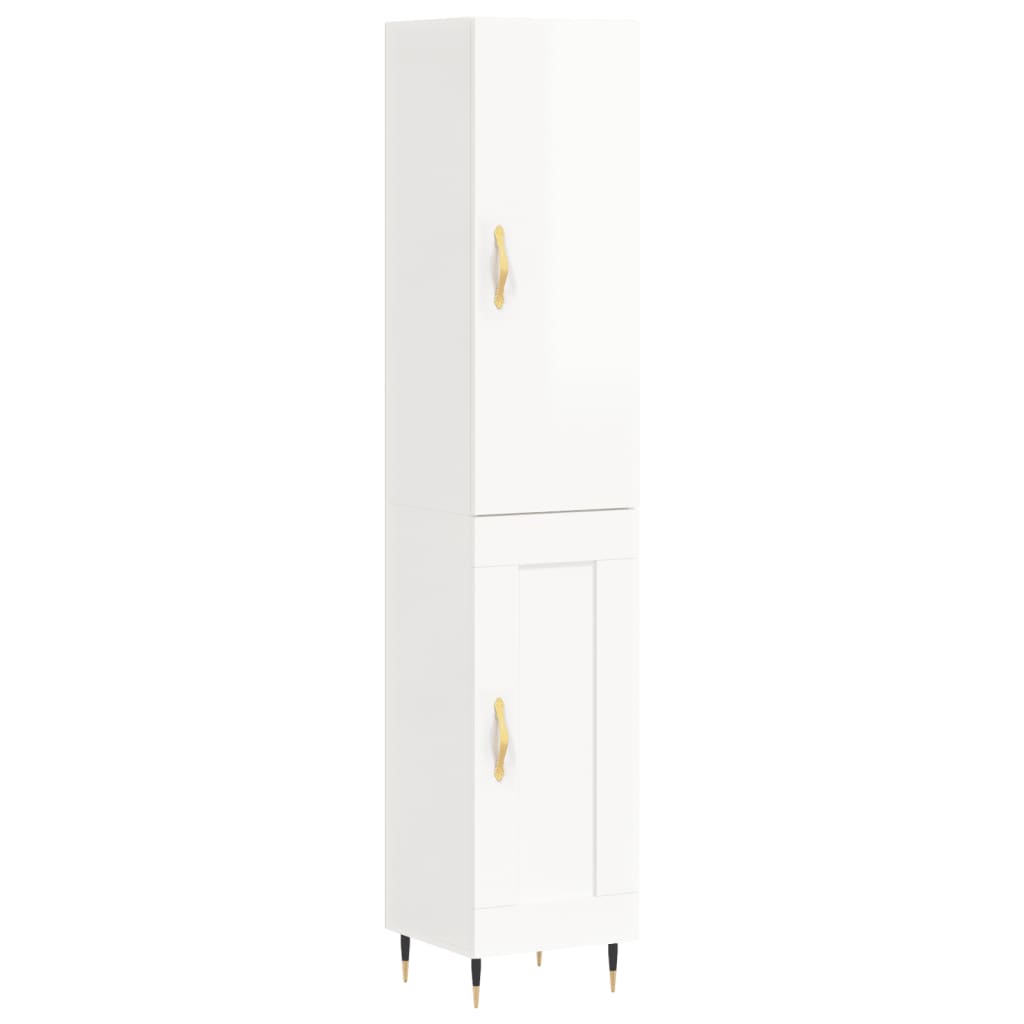 Tall cabinet, high-gloss white, 34.5x34x180 cm, engineered wood