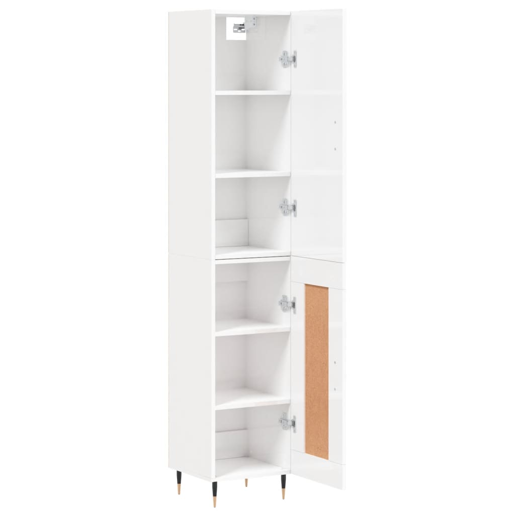 Tall cabinet, high-gloss white, 34.5x34x180 cm, engineered wood