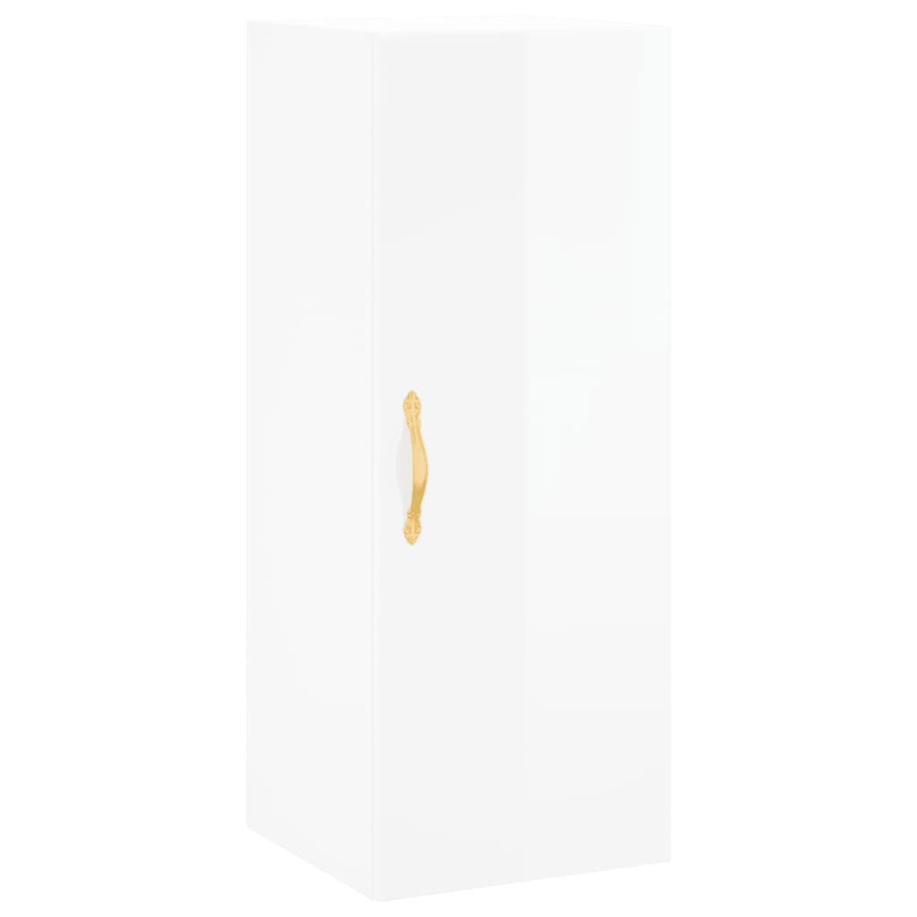 Tall cabinet, high-gloss white, 34.5x34x180 cm, engineered wood