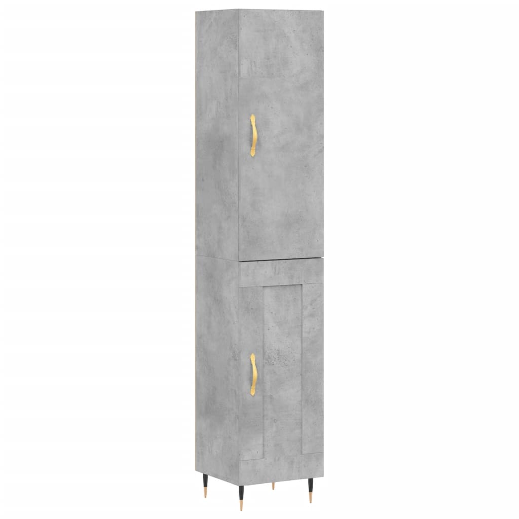 Tall cabinet, concrete grey, 34.5x34x180 cm, processed wood