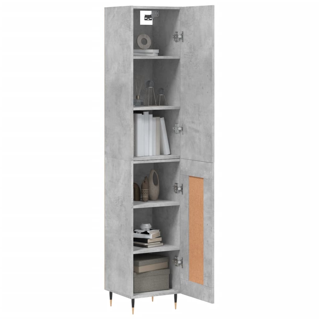 Tall cabinet, concrete grey, 34.5x34x180 cm, processed wood