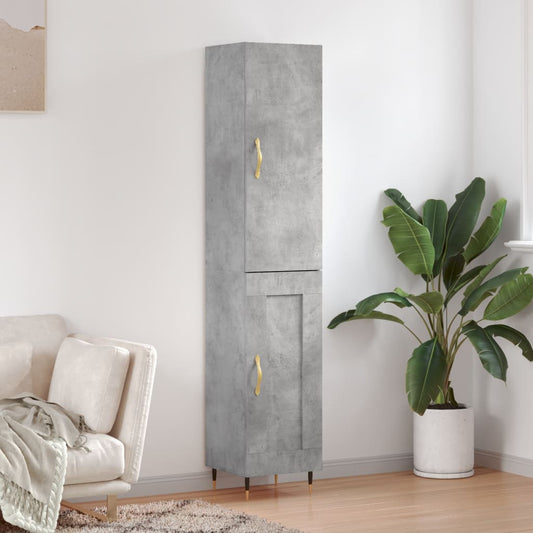 Tall cabinet, concrete grey, 34.5x34x180 cm, processed wood