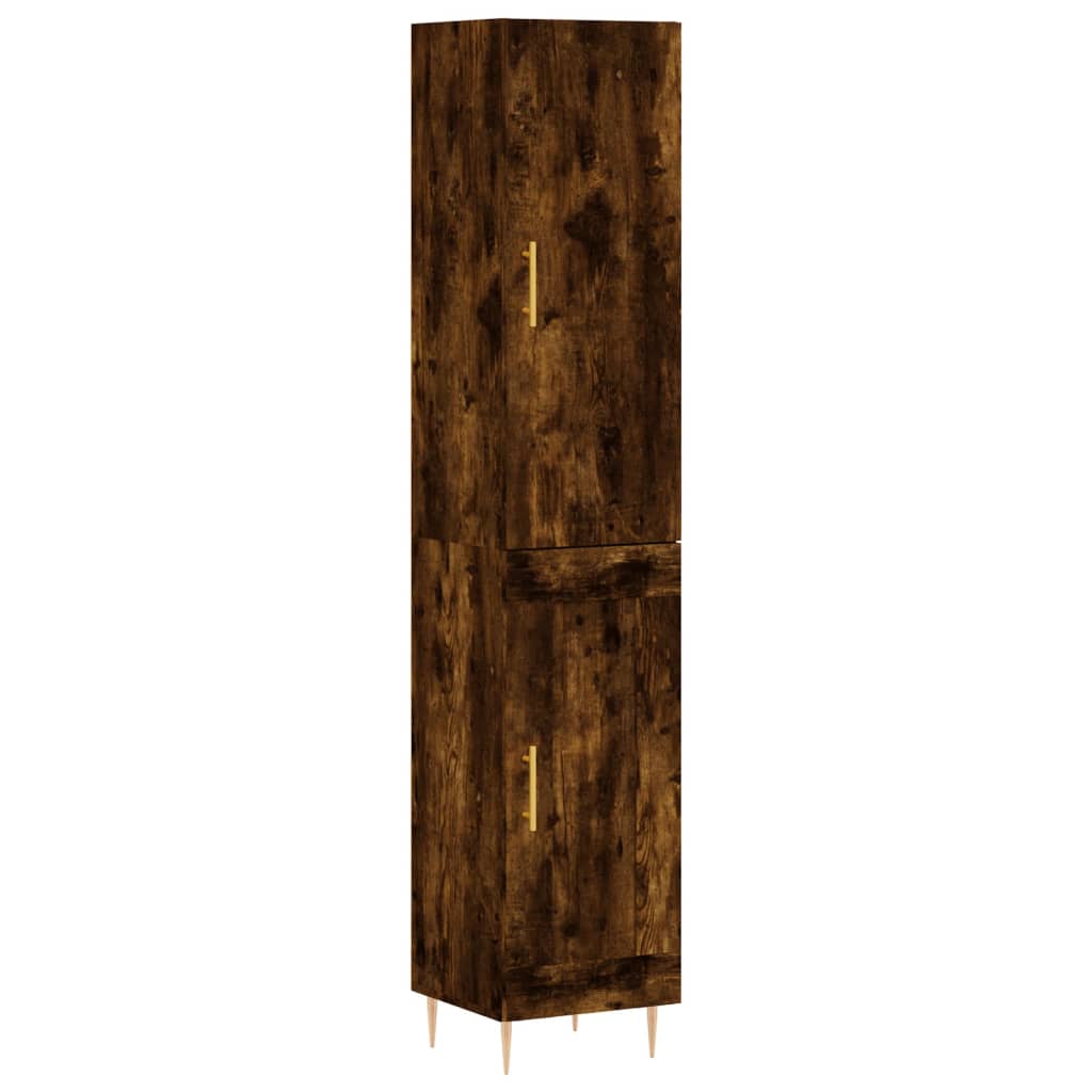 Tall cabinet, smoky oak, 34.5x34x180 cm, processed wood