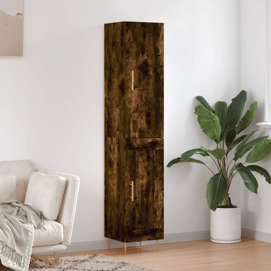 Tall cabinet, smoky oak, 34.5x34x180 cm, processed wood