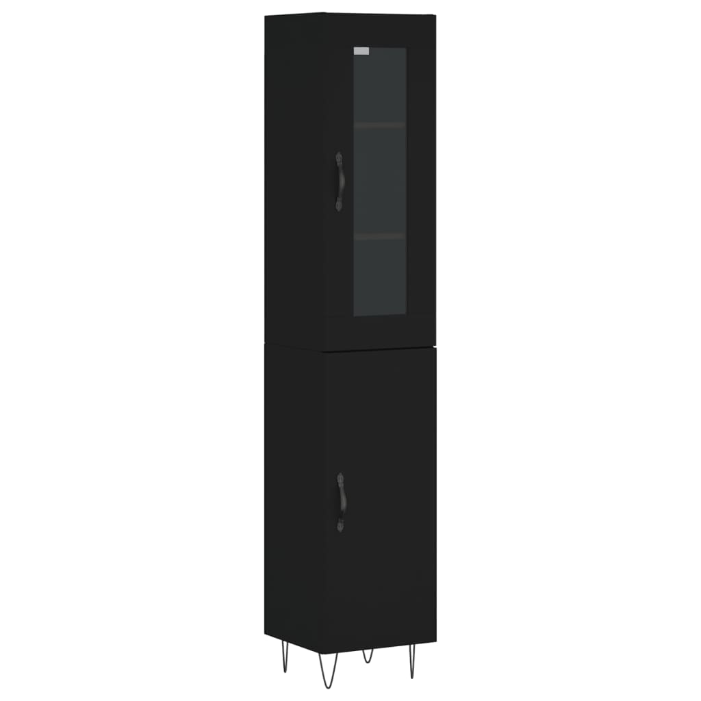 Tall cabinet, black, 34.5x34x180 cm, processed wood