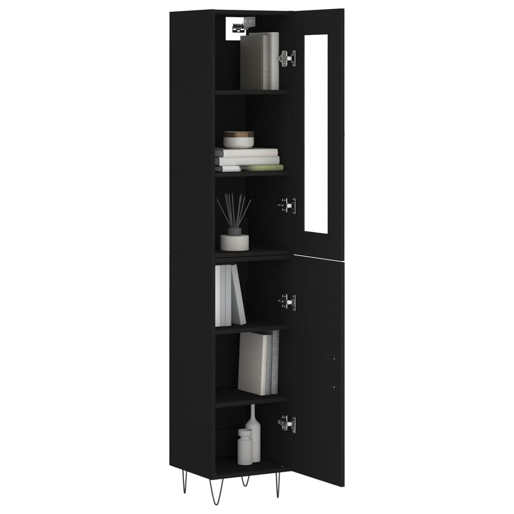 Tall cabinet, black, 34.5x34x180 cm, processed wood