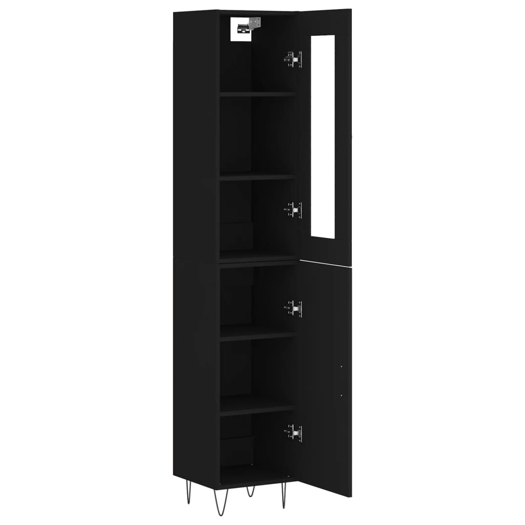 Tall cabinet, black, 34.5x34x180 cm, processed wood