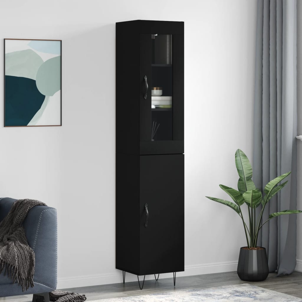 Tall cabinet, black, 34.5x34x180 cm, processed wood