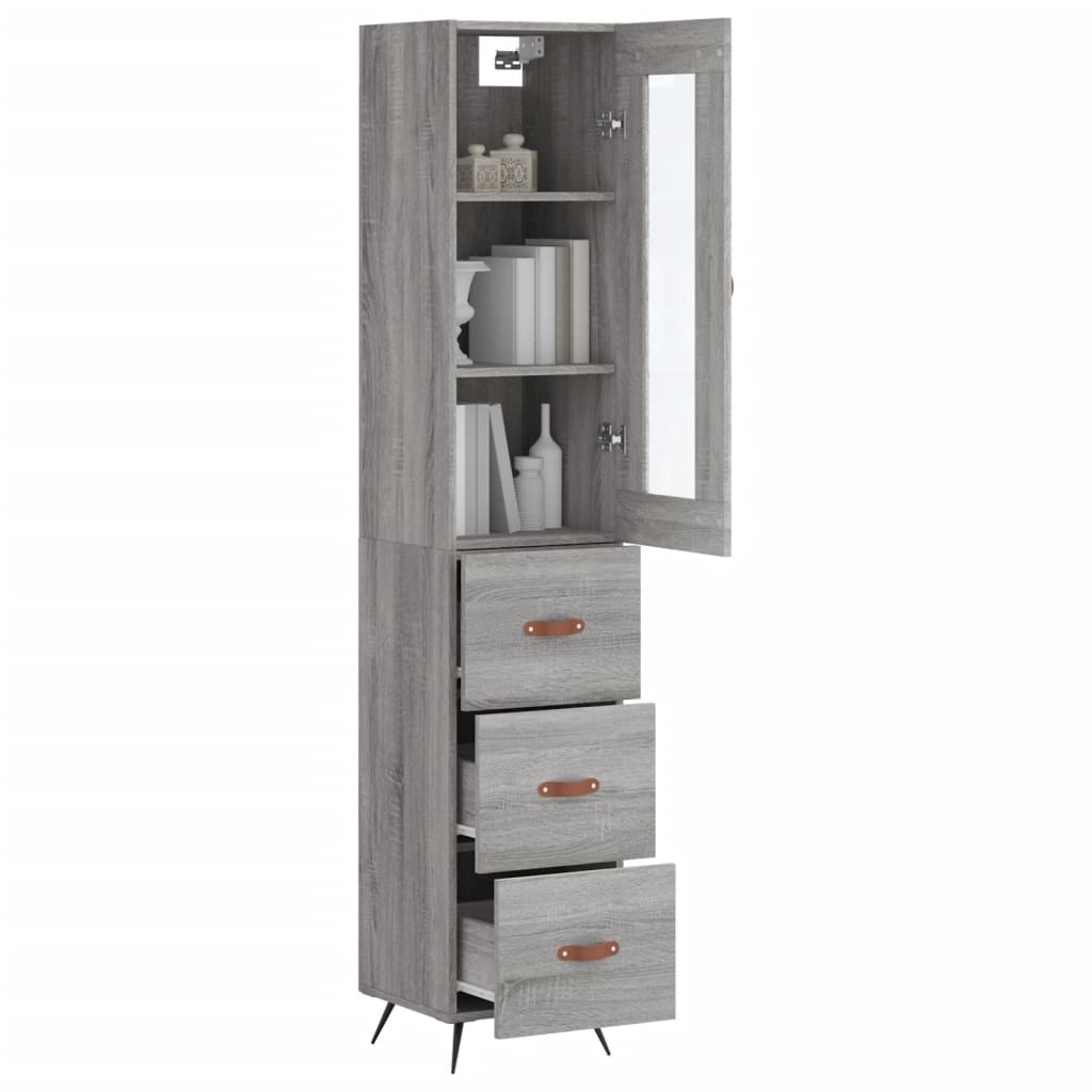 Tall cabinet, sonoma grey, 34.5x34x180 cm, engineered wood