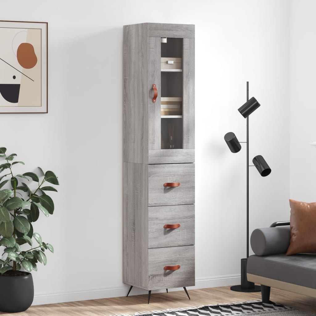 Tall cabinet, sonoma grey, 34.5x34x180 cm, engineered wood