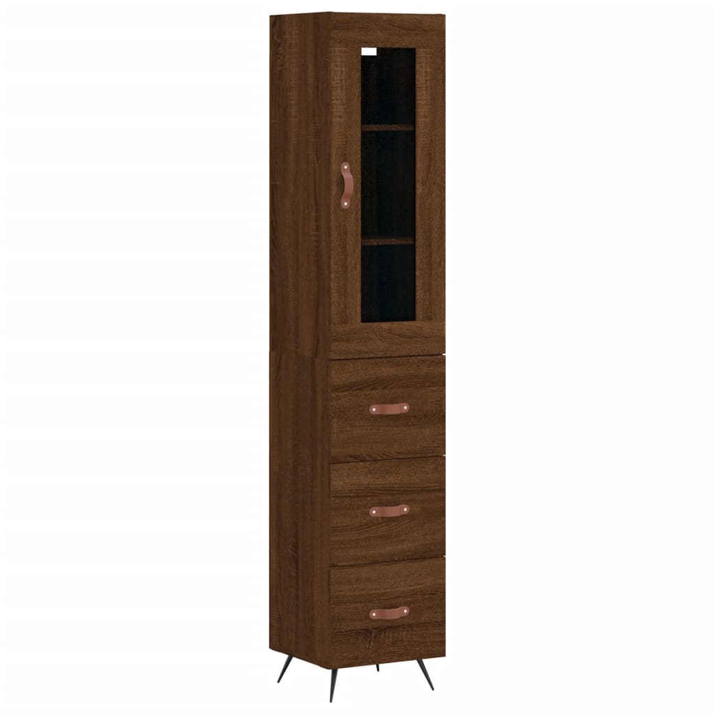 Tall cabinet, brown oak, 34.5x34x180 cm, processed wood