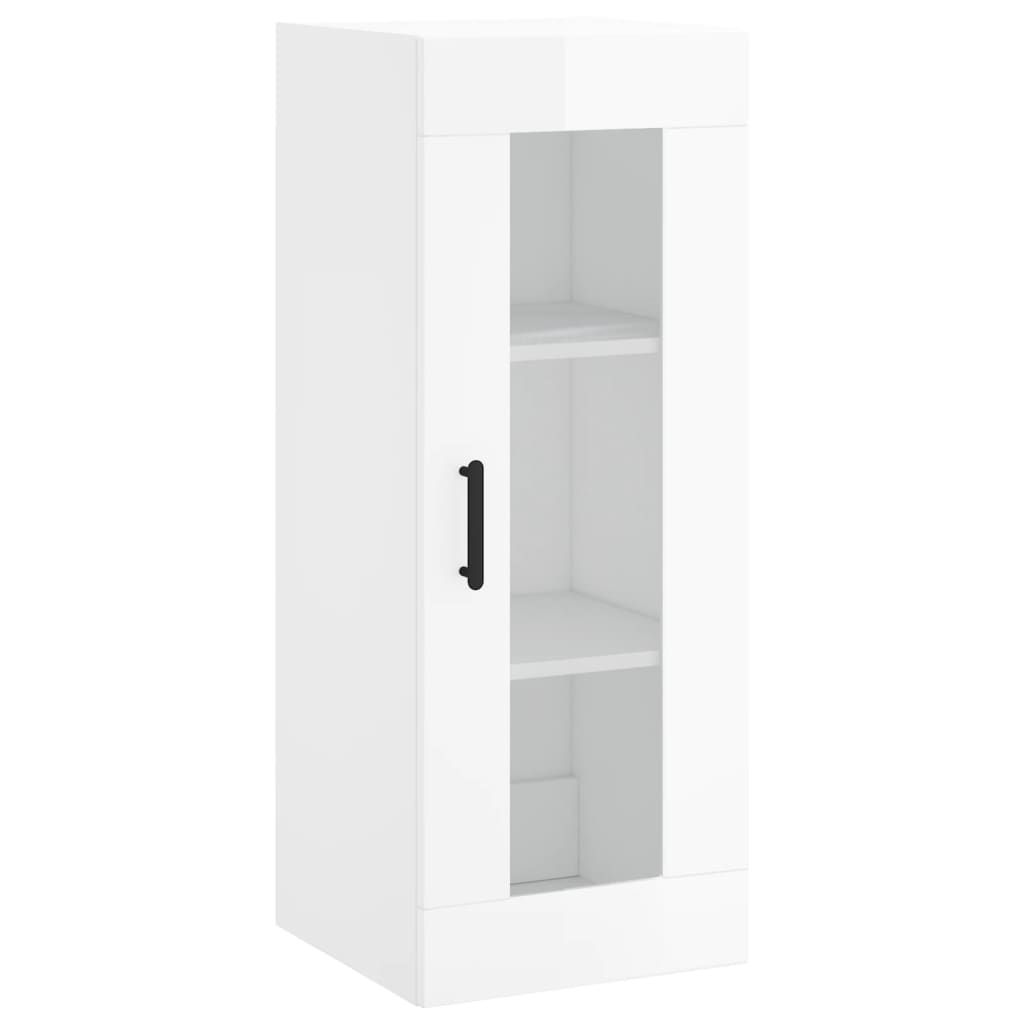 Tall cabinet, high-gloss white, 34.5x34x180 cm, engineered wood