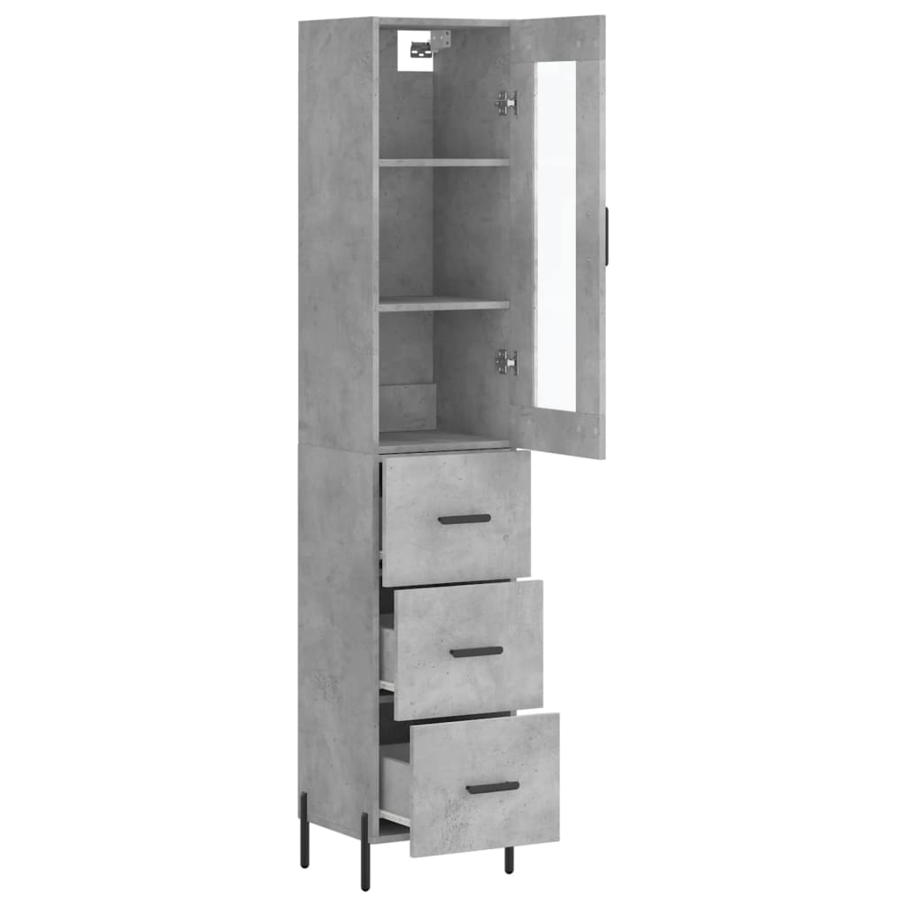 Tall cabinet, concrete grey, 34.5x34x180 cm, processed wood