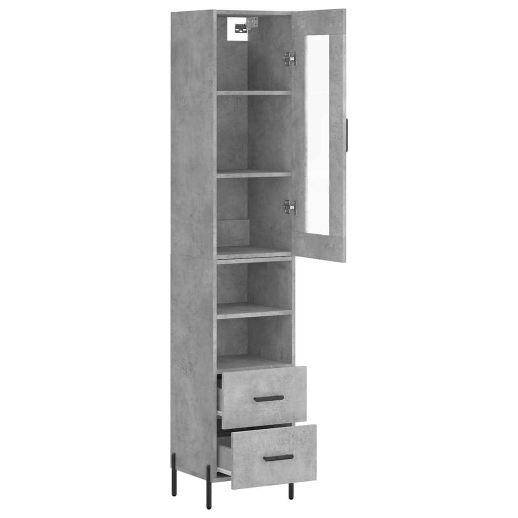 Tall cabinet, concrete grey, 34.5x34x180 cm, processed wood