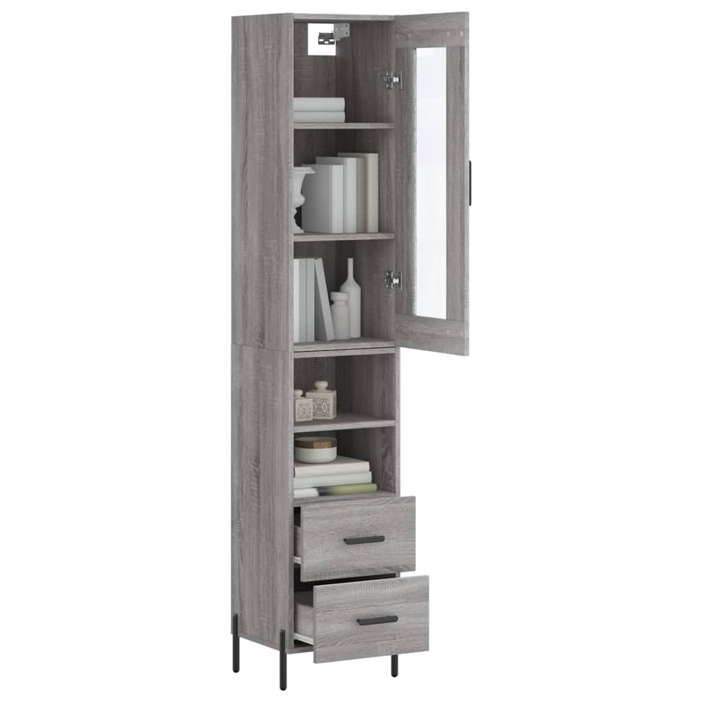 Tall cabinet, sonoma grey, 34.5x34x180 cm, engineered wood