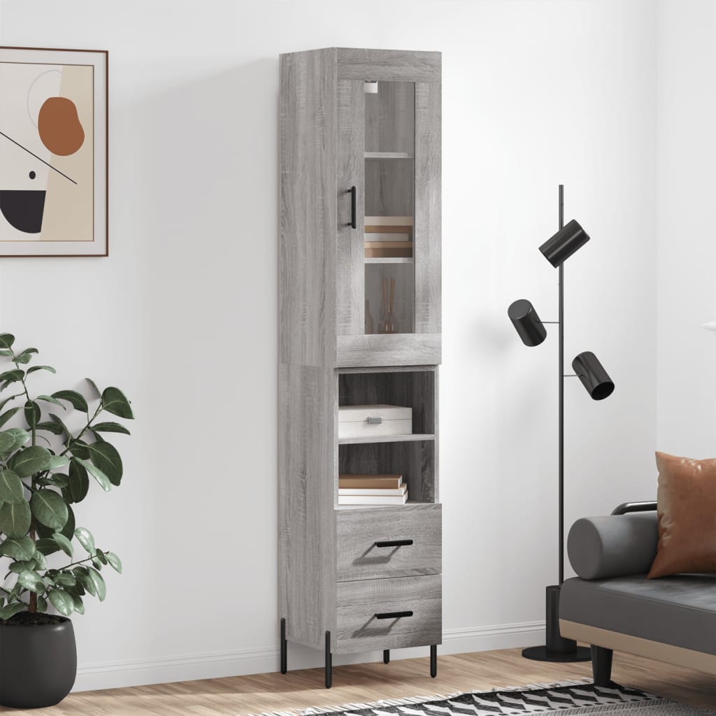 Tall cabinet, sonoma grey, 34.5x34x180 cm, engineered wood