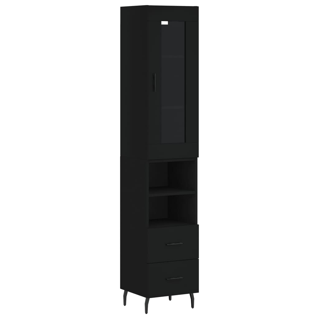 Tall cabinet, black, 34.5x34x180 cm, processed wood