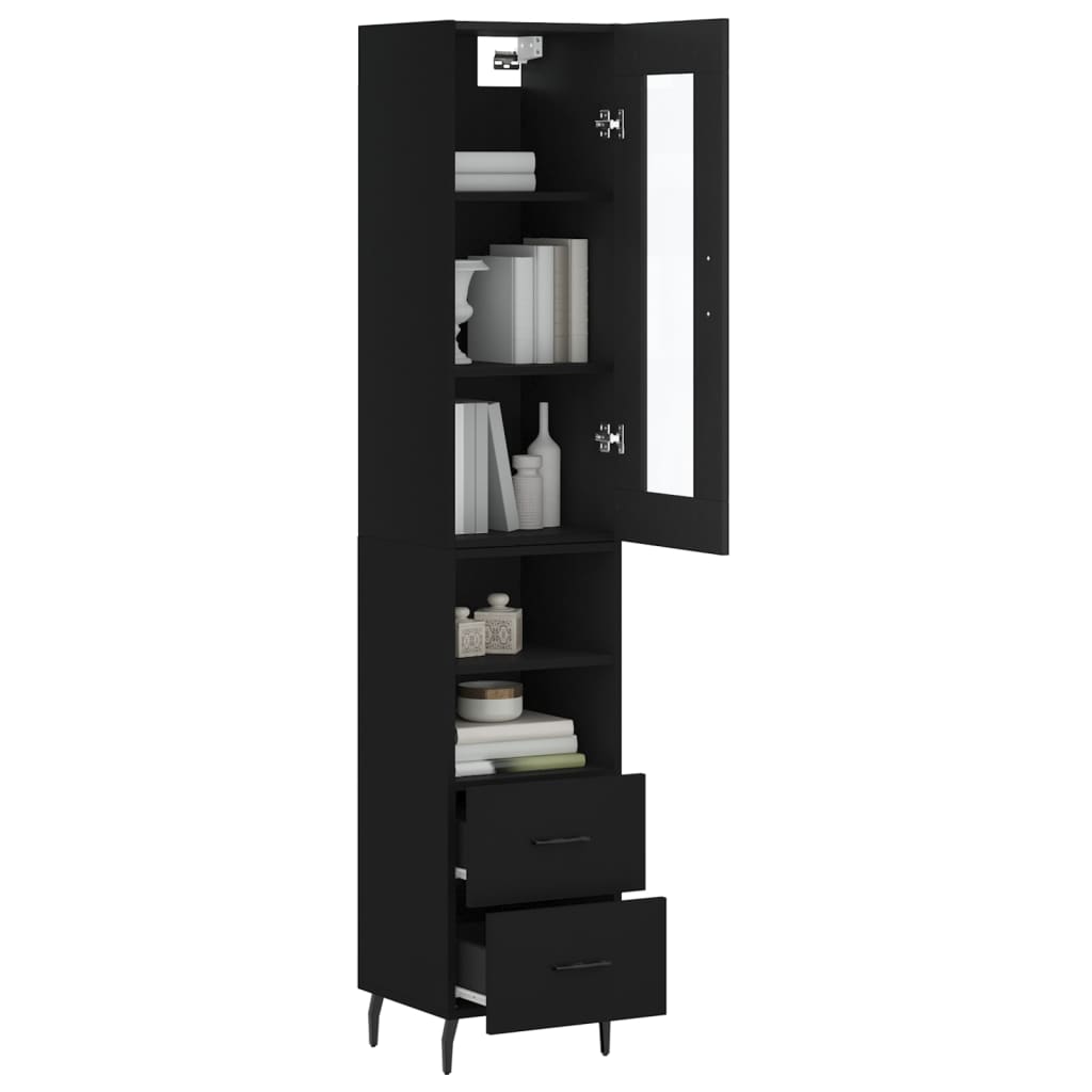 Tall cabinet, black, 34.5x34x180 cm, processed wood