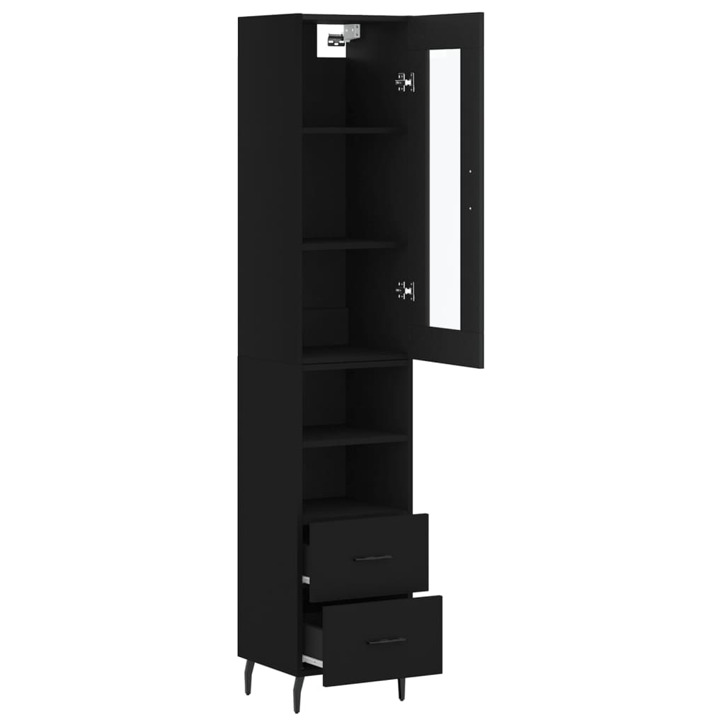 Tall cabinet, black, 34.5x34x180 cm, processed wood