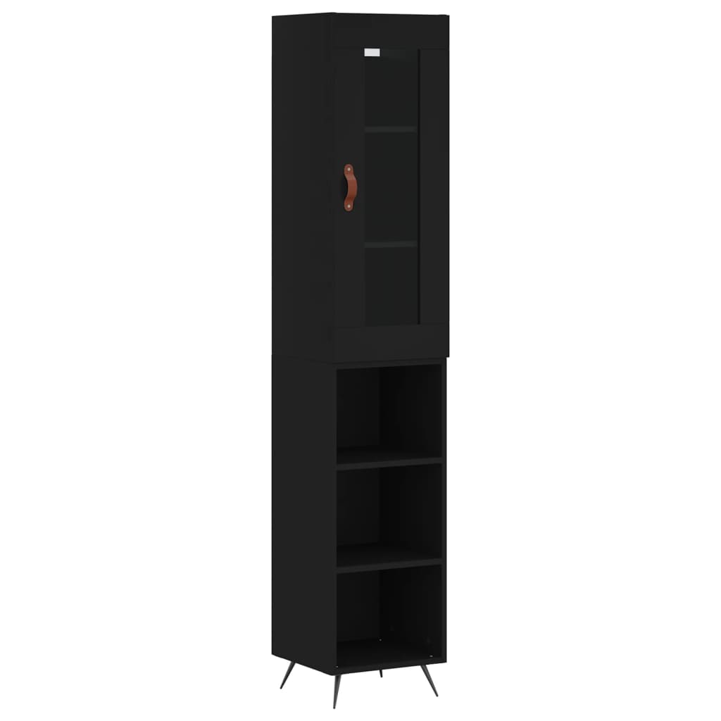 Tall cabinet, black, 34.5x34x180 cm, processed wood