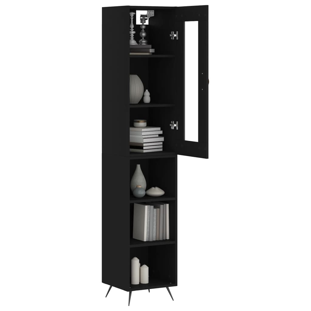 Tall cabinet, black, 34.5x34x180 cm, processed wood