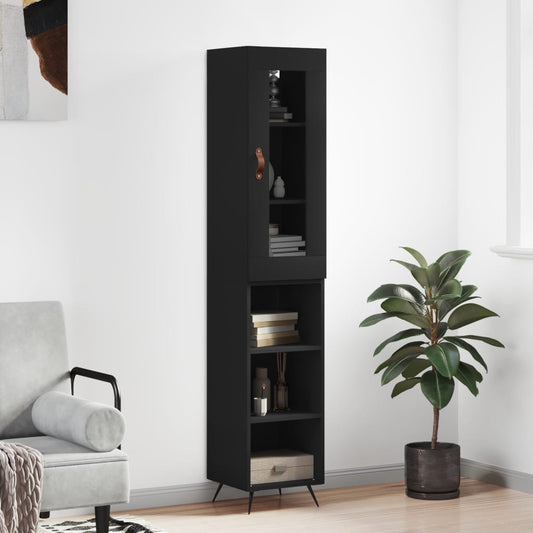 Tall cabinet, black, 34.5x34x180 cm, processed wood