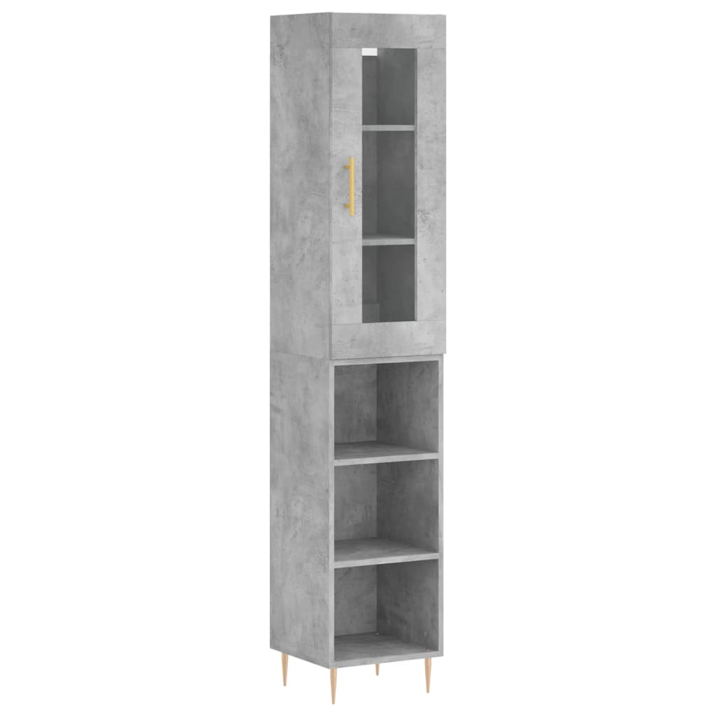 Tall cabinet, concrete grey, 34.5x34x180 cm, processed wood