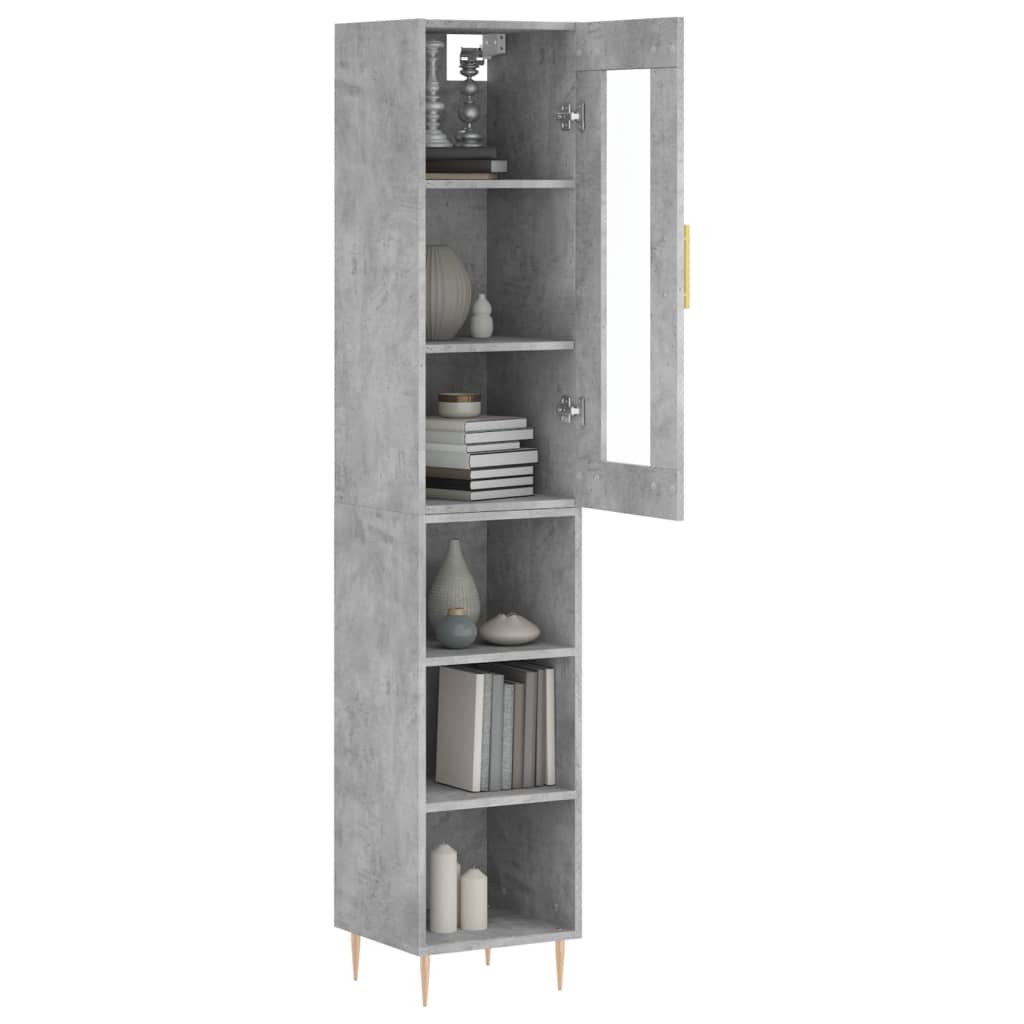 Tall cabinet, concrete grey, 34.5x34x180 cm, processed wood