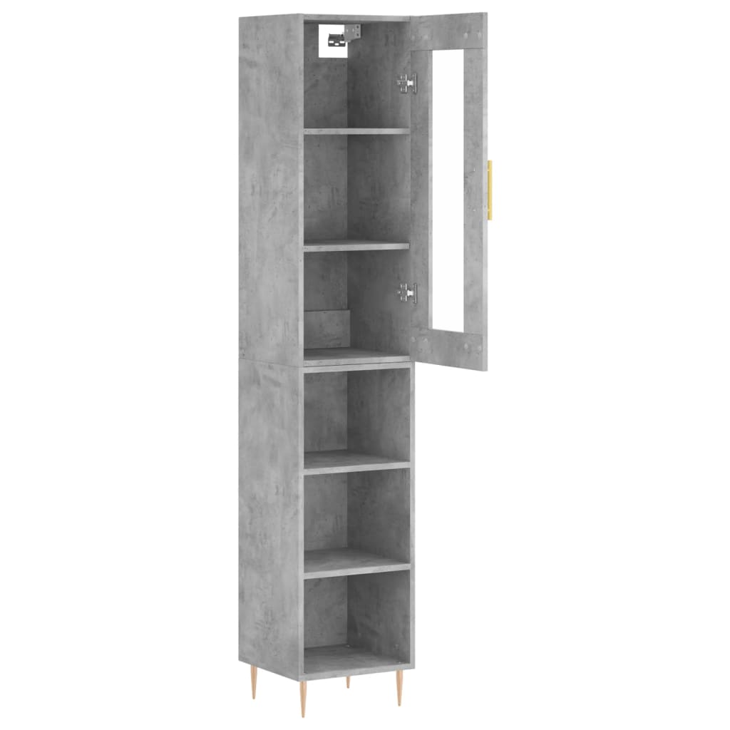 Tall cabinet, concrete grey, 34.5x34x180 cm, processed wood