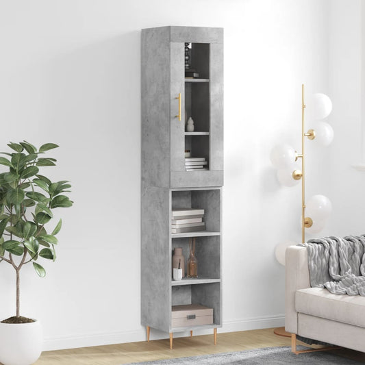 Tall cabinet, concrete grey, 34.5x34x180 cm, processed wood