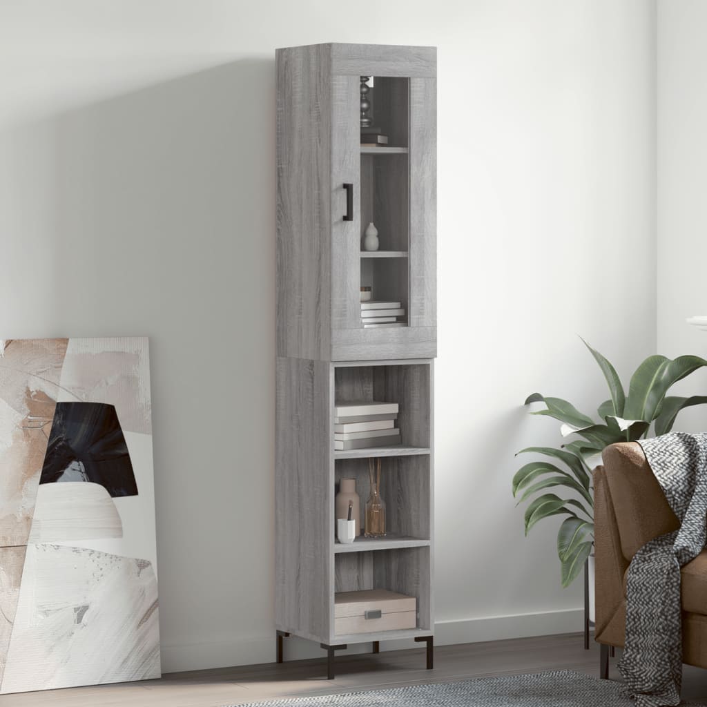 Tall cabinet, sonoma grey, 34.5x34x180 cm, engineered wood